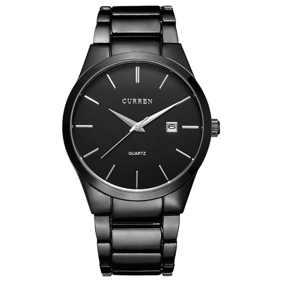 Muški ručni sat Curren Elegance Black/Black s crnim brojčanikom i metalnim remenom
