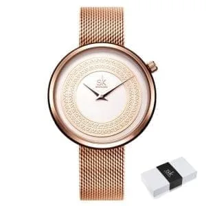 Ženski ručni sat SK Shengke Minimalistic Champagne