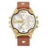 Muški ručni sat Cagarny Mr. Big Brown/Gold Leather prednji dio