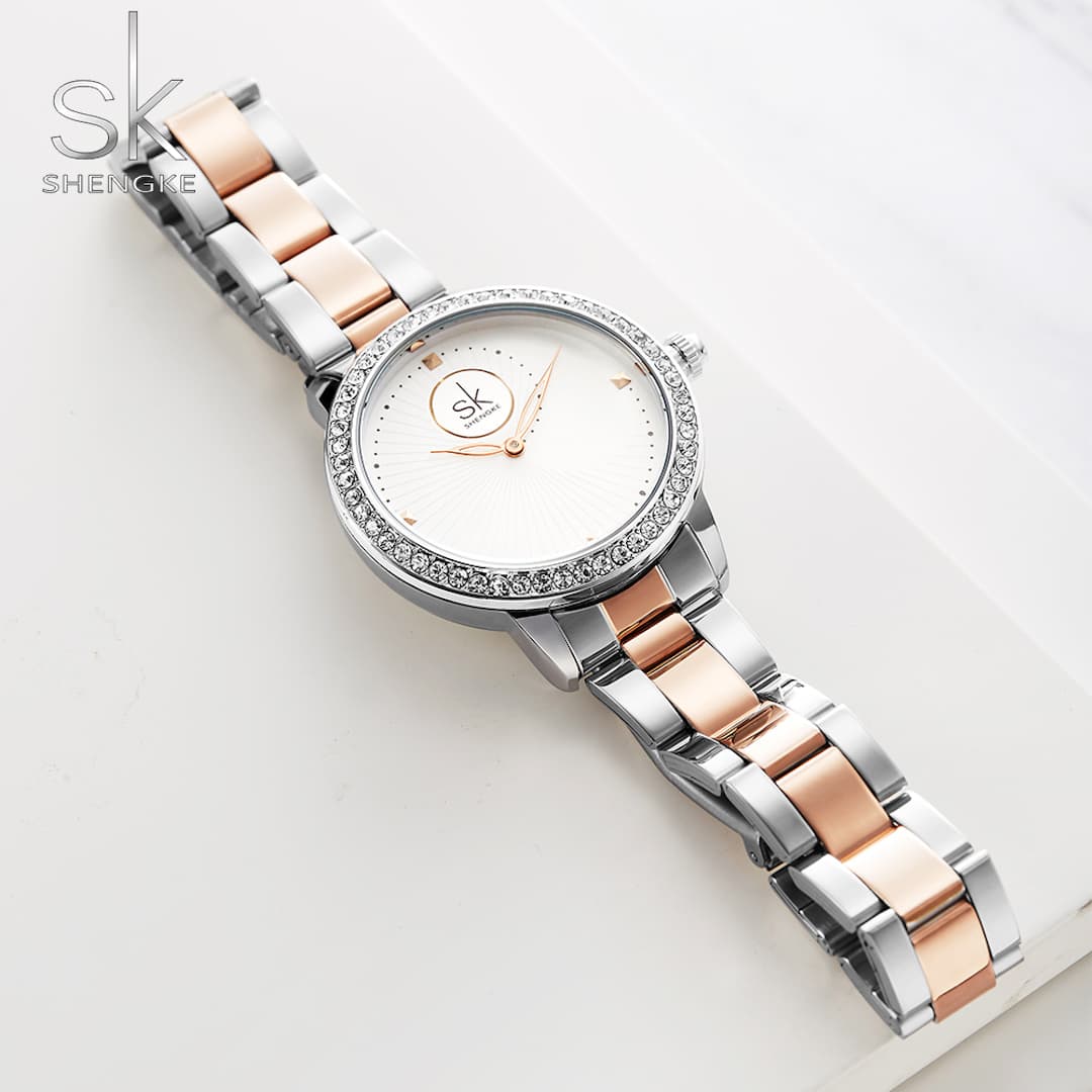 Ženski ručni sat SK Shengke Crystal White