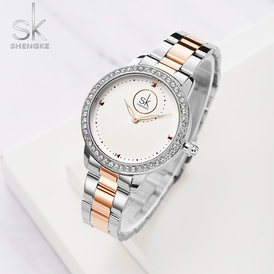 Ženski ručni sat SK Shengke Crystal White