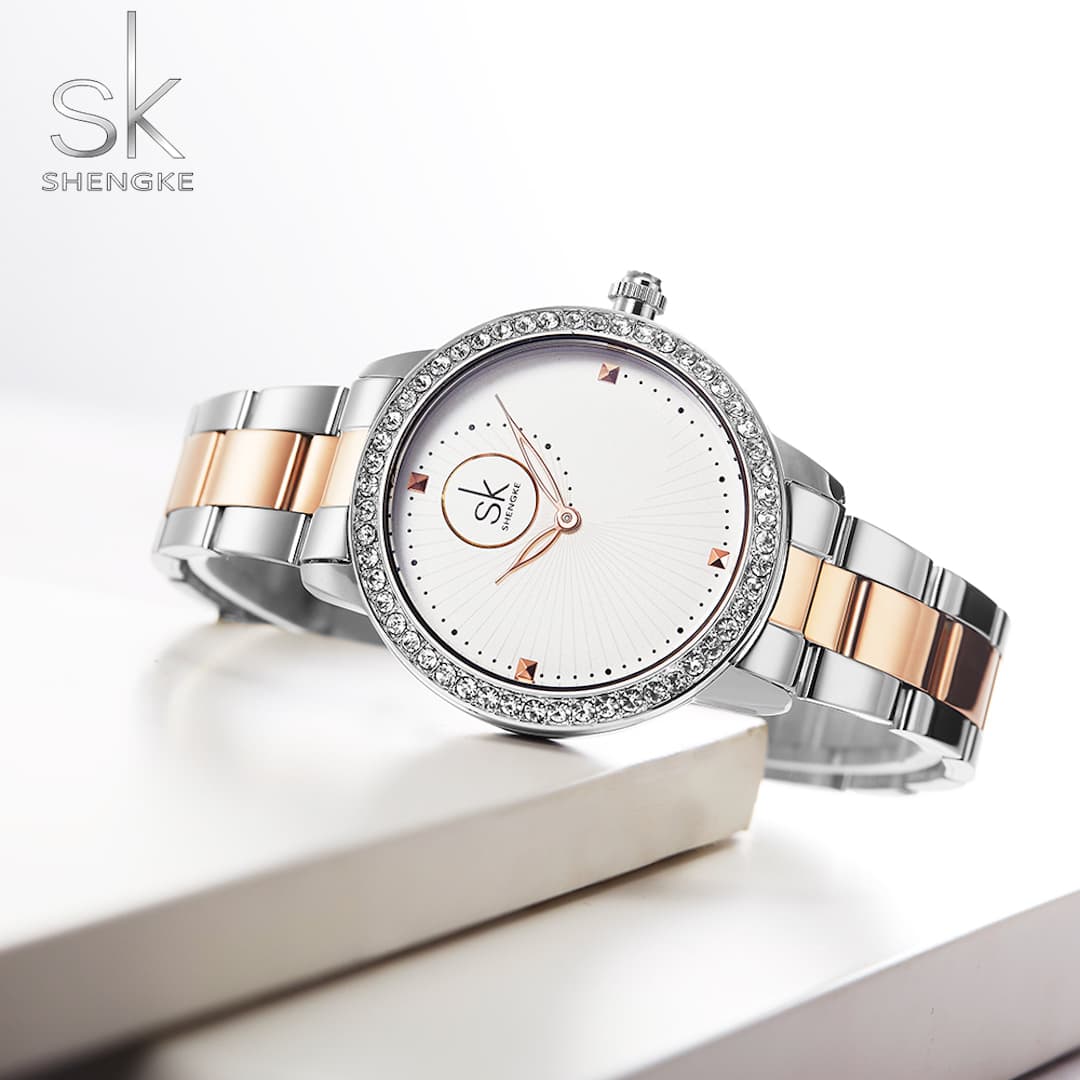 Ženski ručni sat SK Shengke Crystal White
