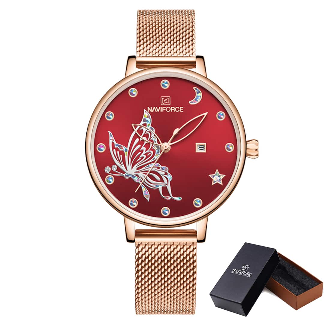 Ženski ručni sat NaviForce Butterfly Red