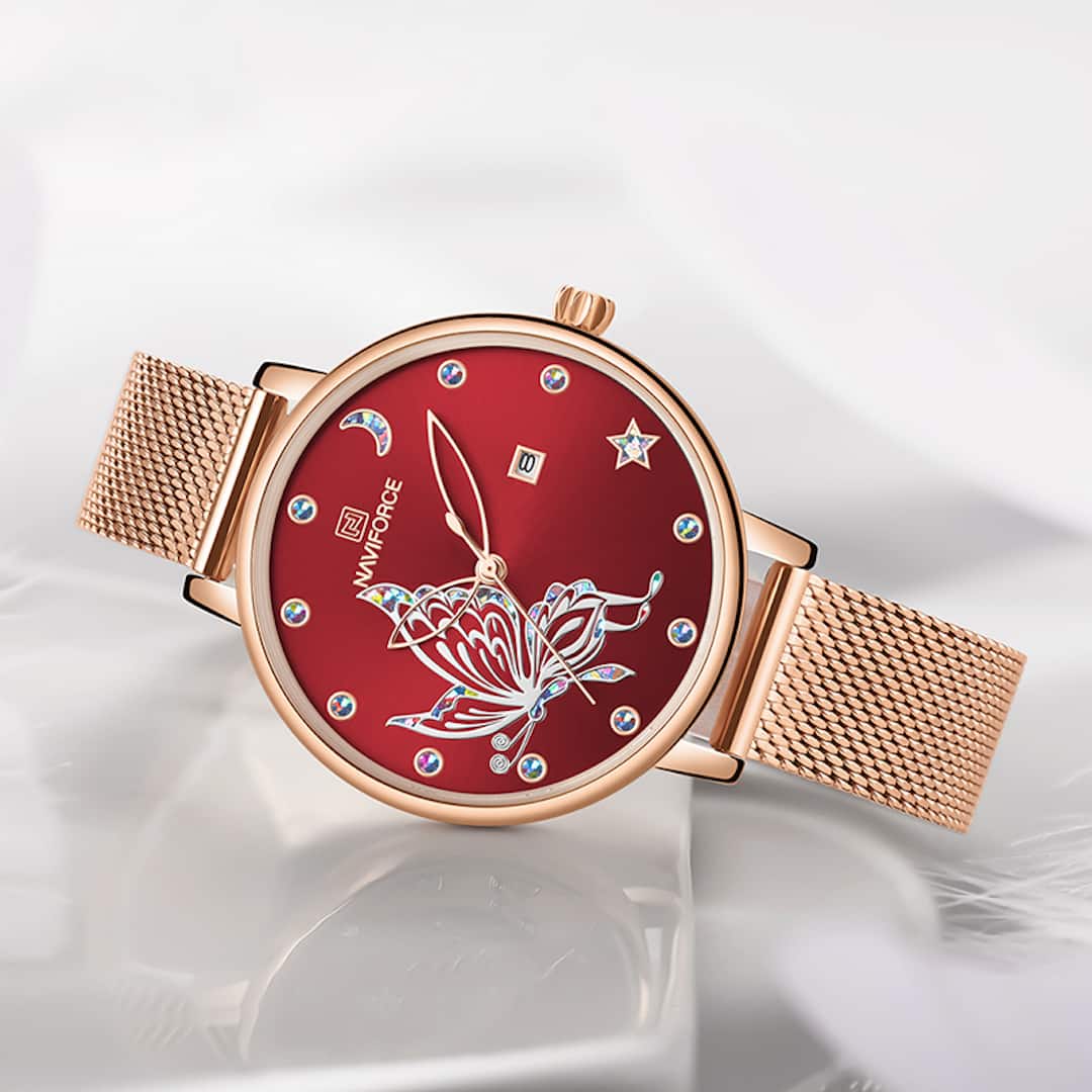 Ženski ručni sat NaviForce Butterfly Red