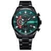 Muški ručni sat Curren Chronograph Red sa zelenim i crvenim brojčanikom te metalnim remenom.