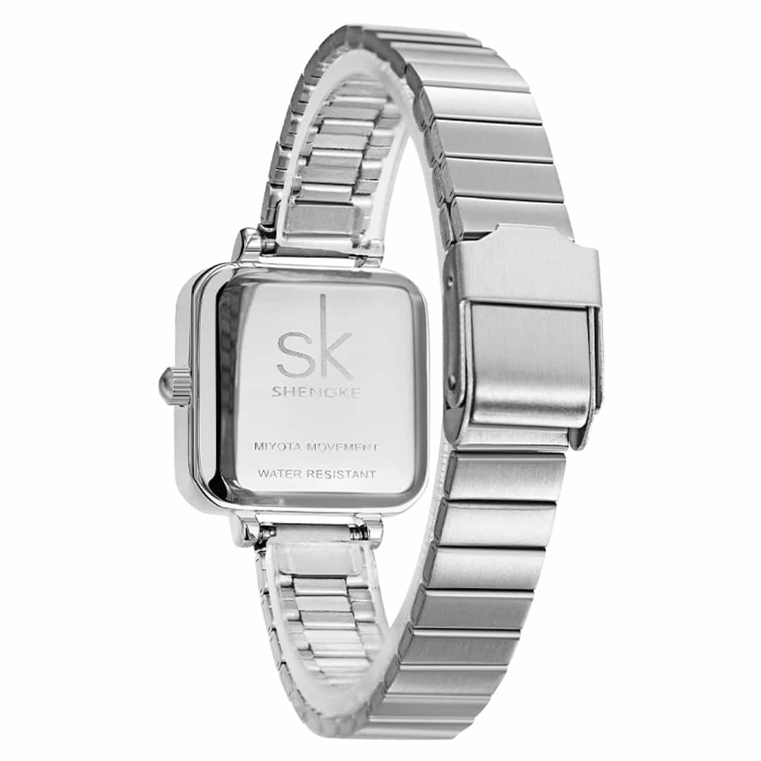 Ženski ručni sat SK Shengke Luxe Silver – stražnji dio.