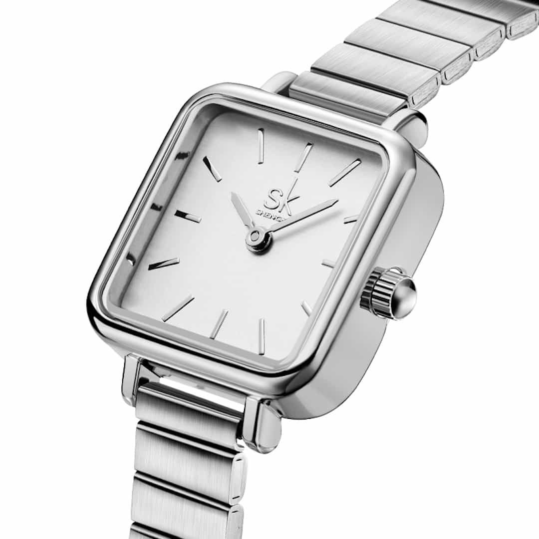 Ženski ručni sat SK Shengke Luxe Silver – bliži pogled.