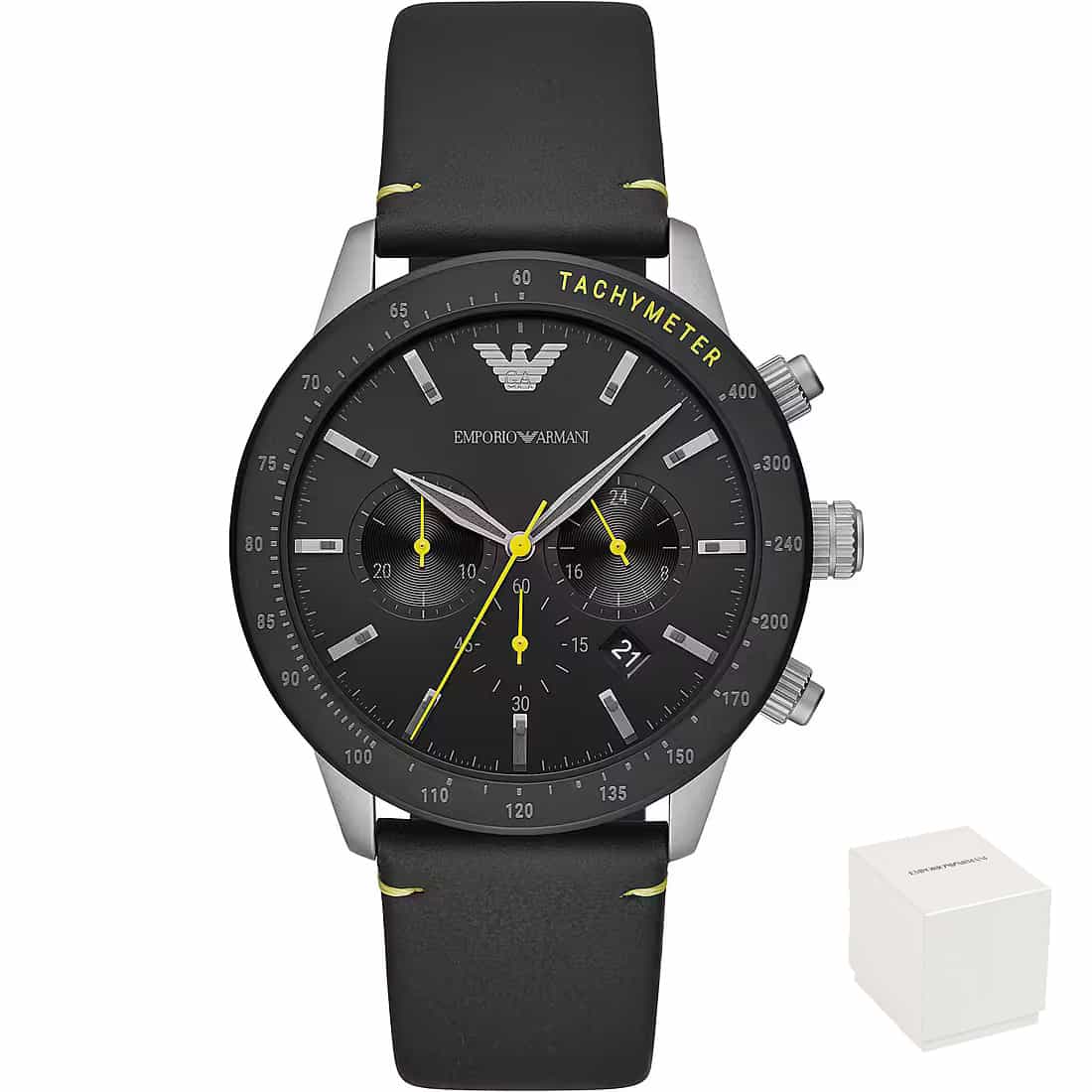 Muški ručni sat Emporio Armani AR11325, crni brojčanik, kožni remen.