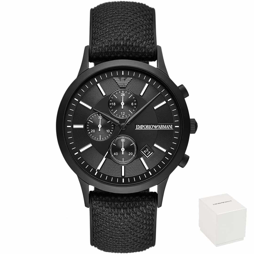 Muški ručni sat Emporio Armani AR11457 s crnim silikonskim remenom.