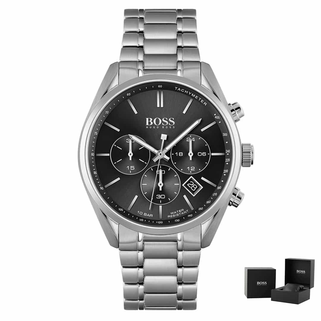 Muški ručni sat Hugo Boss Champion 1513871, srebrni s crnim brojčanikom.