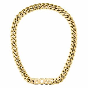 Muška ogrlica Hugo Boss 1580442 s masivnim zlatnim lančićem i logotipom "BOSS".