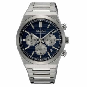 Muški ručni sat Seiko Chronograph SSB453P1 s tamnoplavim brojčanikom i srebrnim detaljima.