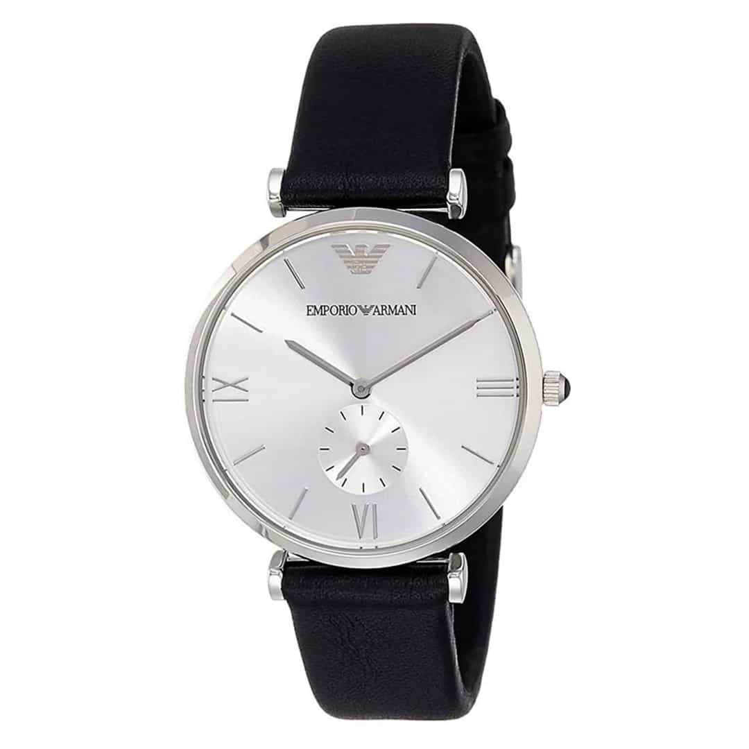 Emporio Armani AR1674 sa srebrnim brojčanikom, rimskim brojevima i minimalističkim dizajnom