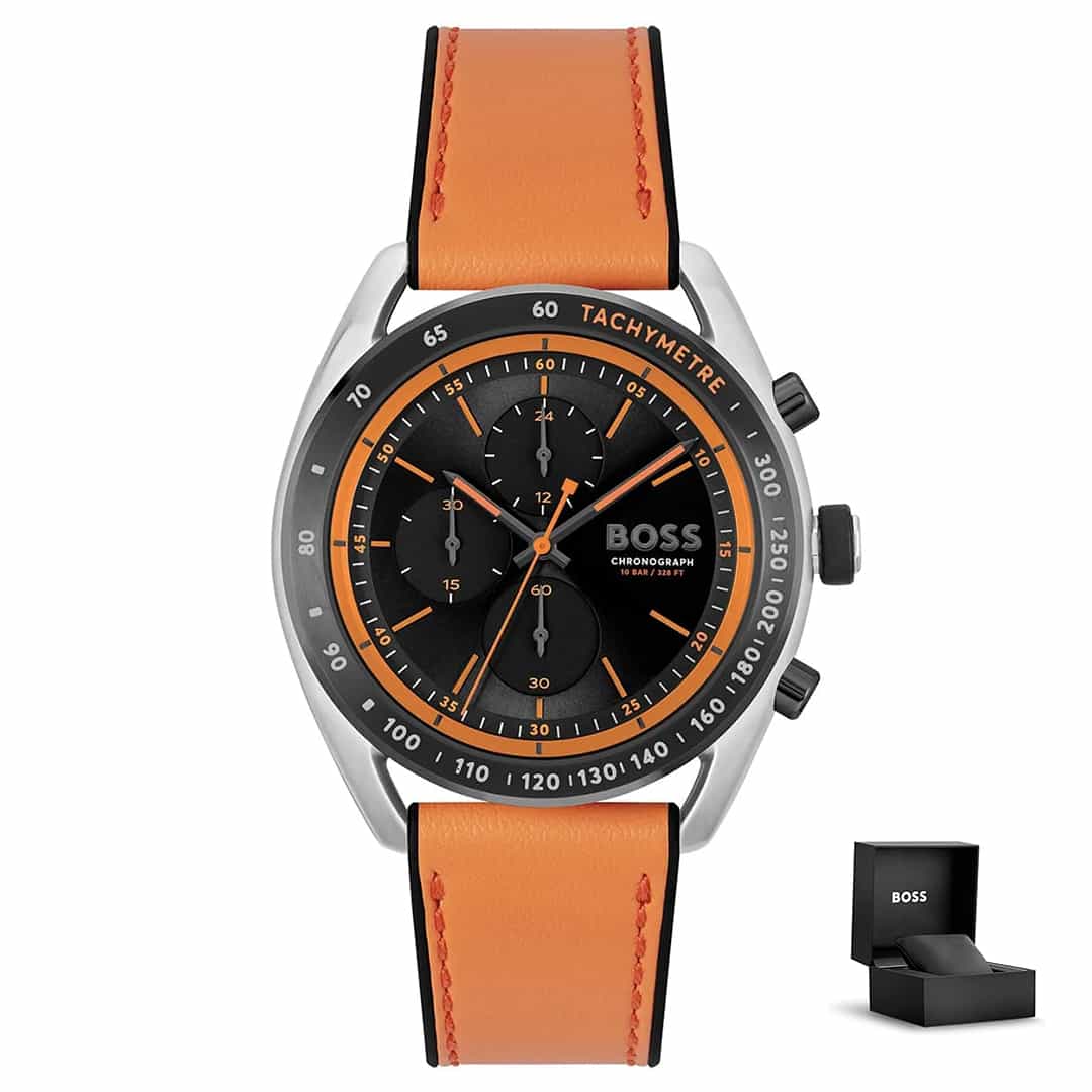 Muški sat Hugo Boss Centre Court 1514025 s crno-narančastim brojčanikom i poklon kutijom<br>
