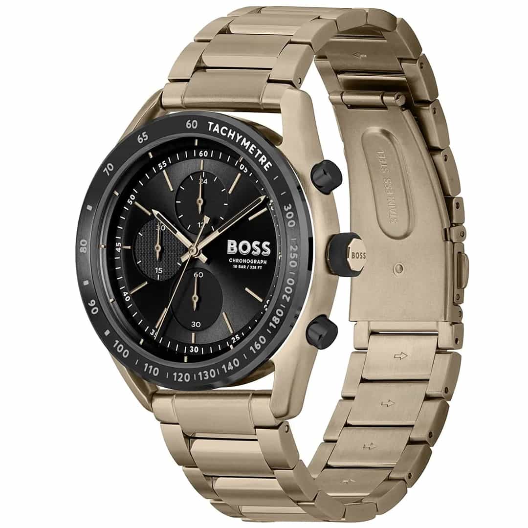 Sat Hugo Boss Centre Court 1514027 – bočni pogled na crni brojčanik i metalni remen
