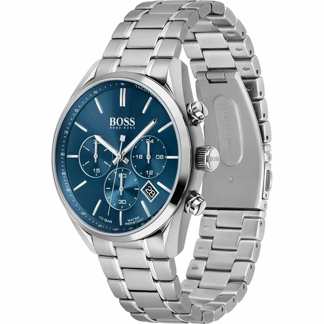 Muški kronografski sat Hugo Boss 1513818 s plavim brojčanikom i metalnim srebrnim kućištem