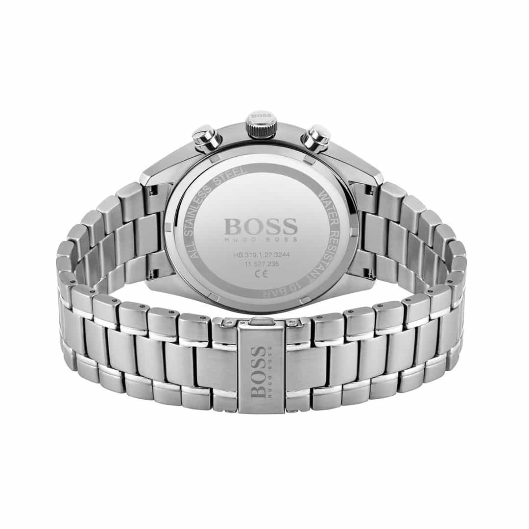 Stražnja strana sata Hugo Boss 1513818 s metalnom narukvicom, gravurom i logotipom BOSS na kopči