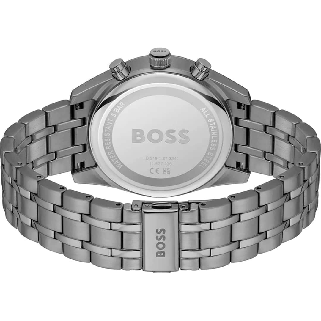 Stražnja strana sata Hugo Boss Skytraveller 1514153 s gravurom i metalnom kopčom