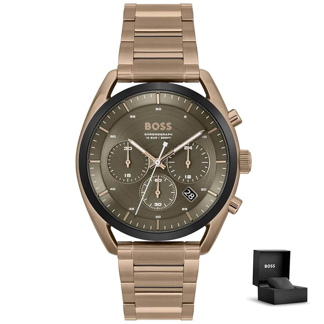 Muški sat Hugo Boss Top 1514094 s brončanom metalnom narukvicom i poklon kutijom<br>